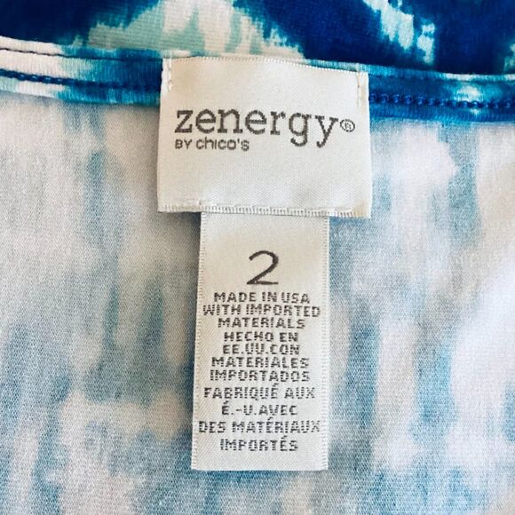 Zenergy by Chico's Zig-Zag Perry Print Dress in Blue Multi Size2/Large - Picture 6 of 10